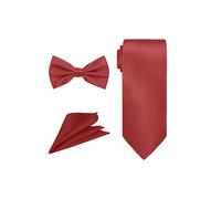 Neel Blue Men's Bow Tie Set, Necktie & Pocket Square, Satin Neck Ties with Handkerchief in Maroon Neel Blue Maroon One Size