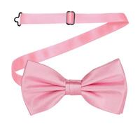 Neel Blue Men's Bow Ties Colourful Plain Solid Satin Polyester Adjustable Pre-Ties - Baby Pink