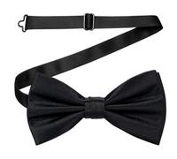 Neel Blue Men's Bow Ties Colourful Plain Solid Satin Polyester Adjustable Pre-Ties - Black