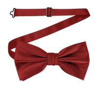 Neel Blue Men's Bow Ties Colourful Plain Solid Satin Polyester Adjustable Pre-Ties - Burgundy