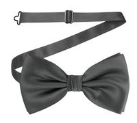 Neel Blue Men's Bow Ties Colourful Plain Solid Satin Polyester Adjustable Pre-Ties - Dark Grey