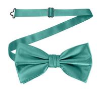 Neel Blue Men's Bow Ties Colourful Plain Solid Satin Polyester Adjustable Pre-Ties - Forest Green