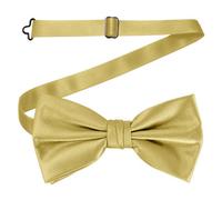 Neel Blue Men's Bow Ties Colourful Plain Solid Satin Polyester Adjustable Pre-Ties - Gold