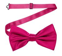 Neel Blue Men's Bow Ties Colourful Plain Solid Satin Polyester Adjustable Pre-Ties - Hot Pink