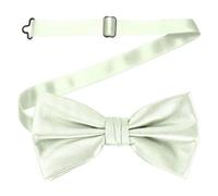 Neel Blue Men's Bow Ties Colourful Plain Solid Satin Polyester Adjustable Pre-Ties - Ivory