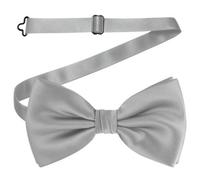 Neel Blue Men's Bow Ties Colourful Plain Solid Satin Polyester Adjustable Pre-Ties - Light Grey
