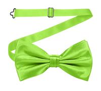 Neel Blue Men's Bow Ties Colourful Plain Solid Satin Polyester Adjustable Pre-Ties - Lime Green