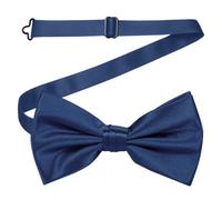 Neel Blue Men's Bow Ties Colourful Plain Solid Satin Polyester Adjustable Pre-Ties - Navy