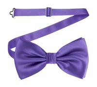 Neel Blue Men's Bow Ties Colourful Plain Solid Satin Polyester Adjustable Pre-Ties - Purple