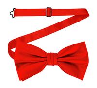 Neel Blue Men's Bow Ties Colourful Plain Solid Satin Polyester Adjustable Pre-Ties - Red
