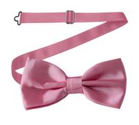Neel Blue Men's Bow Ties Colourful Plain Solid Satin Polyester Adjustable Pre-Ties - Rose Pink