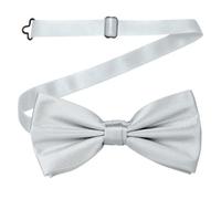 Neel Blue Men's Bow Ties Colourful Plain Solid Satin Polyester Adjustable Pre-Ties - Silver