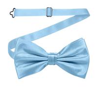 Neel Blue Men's Bow Ties Colourful Plain Solid Satin Polyester Adjustable Pre-Ties - Sky Blue