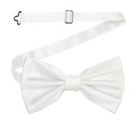 Neel Blue Men's Bow Ties Colourful Plain Solid Satin Polyester Adjustable Pre-Ties - White