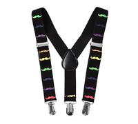 Neel Blue Men's Moustache printed Y Shape Elasticated Suspenders Metal Clips Braces Neel Blue Multicolor One Size