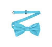 Neel Blue Men's Stylish Bow Ties Colourful Plain Solid Satin Polyester Adjustable Pre-Ties in Aqua Neel Blue Aqua One Size