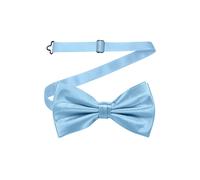 Neel Blue Men's Stylish Bow Ties Colourful Plain Solid Satin Polyester Adjustable Pre-Ties in Light Blue Neel Blue Light Blue One Size