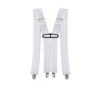 Neel Blue Men's X Back Braces Elasticated Suspenders with 3 Metal Clips, 35mm Wide in White Neel Blue White One Size