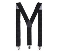 Neel Blue Men's Y Shape Elasticated Suspenders Metal Clips Braces, 35mm Wide in Black Neel Blue Black One Size