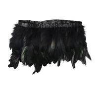 Neel Blue Mixed Black Rooster Feathers Fringe For Costumes, Dress, 2 Metres