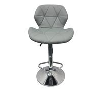Neel Blue Modern Barstool, PU Leather Swivel Height Adjustable Bar Chair in Grey Neel Blue Grey