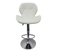 Neel Blue Modern Barstool, PU Leather Swivel Height Adjustable Bar Chair in White Neel Blue White