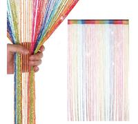 Neel Blue Multi String Polyester Glitter Fringe Fly Doorway, Room Divider Tassel - 200Cm X 100Cm