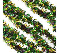 Neel Blue Multicolour Metallic Shiny Christmas Tinsel Garland For Xmas Tree & Home Decorations, 2M X 9Cm
