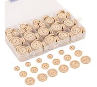 Neel Blue Natural Engraved Wooden Buttons For Crafts - Pack Of 150