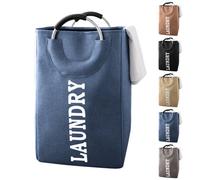 Neel Blue Navy Collapsible Laundry Hamper With Handles Foldable Laundry Basket - 43L