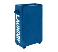Neel Blue Navy Polyester Laundry Hamper Collapsible Medium Laundry Basket With Wheels - 38L