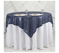 Neel Blue Navy Sequin Square Table Cloth Overlay Sparkly Glitter Table Cloth - 50X50
