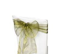 Neel Blue Organza Chair Sashes Wider Fuller Bow for Party Decoration, 17cm x 280cm in Dark Olive | Size: 17 cm x 280 cm Neel Blue Dark Olive 17 cm x 280 cm