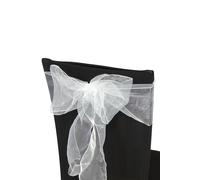 Neel Blue Organza Chair Sashes Wider Fuller Bow for Party Decoration, 17cm x 280cm in White | Size: 17 cm x 280 cm Neel Blue White 17 cm x 280 cm
