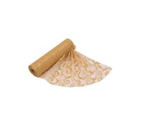 Neel Blue Organza Roll Sparkle Snow Sheer Glitter Fabric with Swirl Design - 25m x 29cm in Gold | Size: 25m x 29 cm Neel Blue Gold 25m x 29 cm