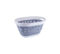 Neel Blue Oval Collapsible Foldable Laundry Basket - 16L in Grey | Size: Small Neel Blue Grey Small