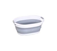 Neel Blue Oval Collapsible Foldable Laundry Basket - 39L in Grey | Size: Large Neel Blue Grey Large