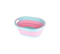 Neel Blue Oval Collapsible Foldable Laundry Basket - 39L in Pink | Size: Large Neel Blue Pink Large