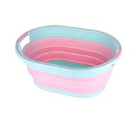 Neel Blue Oval Collapsible Foldable Laundry Basket Storage Organiser - Pink, 39 Litre