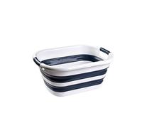 Neel Blue Oval Laundry Basket 26L Collapsible Foldable Washing Basket, Blue & White Neel Blue Blue
