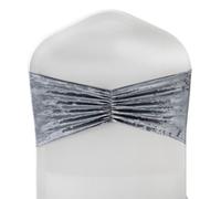Neel Blue Pack Of 10 Velvet Chair Band Glitz Shiny Fabric Strechy Chair Band Sash, Silver