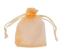 Neel Blue Pack Of 100 Organza Bags, 7Cm X 9Cm Gift Bags Sheer Drawstring Pouches, Gold