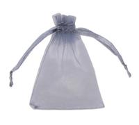 Neel Blue Pack Of 100 Organza Bags, 7Cm X 9Cm Gift Bags Sheer Drawstring Pouches, Grey