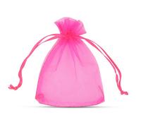 Neel Blue Pack Of 100 Organza Bags, 7Cm X 9Cm Gift Bags Sheer Drawstring Pouches, Peach