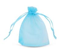 Neel Blue Pack Of 100 Organza Bags, 7Cm X 9Cm Gift Bags Sheer Drawstring Pouches, Turquoise Blue