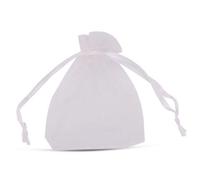 Neel Blue Pack Of 100 Organza Bags, 7Cm X 9Cm Gift Bags Sheer Drawstring Pouches, White