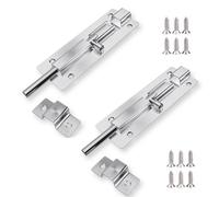 Neel Blue Pack Of 2 Stainless Steel Door Security Bolts, Slide Latch Lock With Screws - 75mm