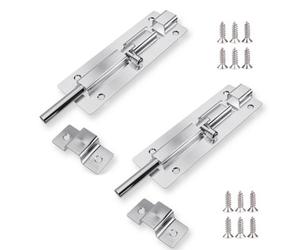 Neel Blue Pack Of 2 Stainless Steel Door Security Bolts, Slide Latch Lock With Screws - 75mm