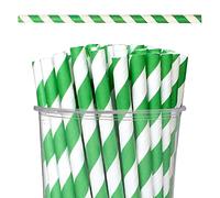 Neel Blue Paper Drinking Straws [2000 Pack] Disposable Straws - Green & White Striped Straws, Party Straws Cocktail Decorations for Birthday Wedding Christmas Party DIY Decoration