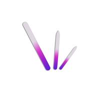 Neel Blue Pink Glass Nail File Set, Crystal Double Sided Etched Files - 3pcs